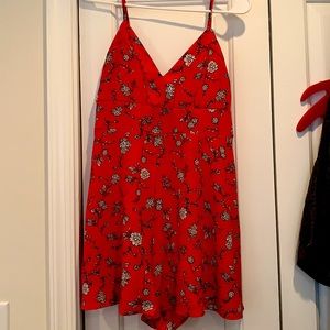 flowing adorable red romper - cotton on
